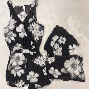 Tokyo Darling Floral Black and White Jumpsuit